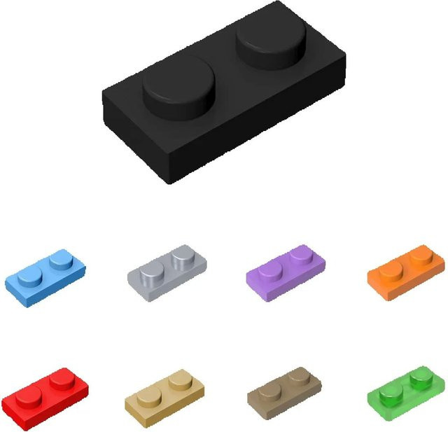 JIAJIALE MOC Puzzle Partikel 3023 Platte 1x2 Bausteine, 10-teiliges Set, Bunt / Mehrfarbig - Bild 1