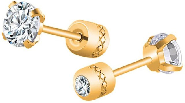 WIKHOSTAR Ohrstecker Edelstahl, Kristall, beige, Unisex, 3mm - Bild 1