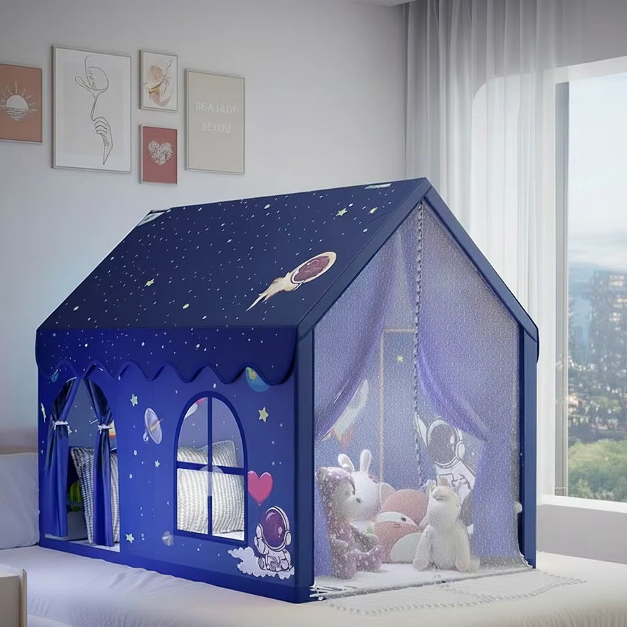 RonHam Magisches Märchen-Spielzelt, Blau mit weißem Polka-Dot-Dach, mit Fenstern und Vorhängen, Fantasy - Bild 5