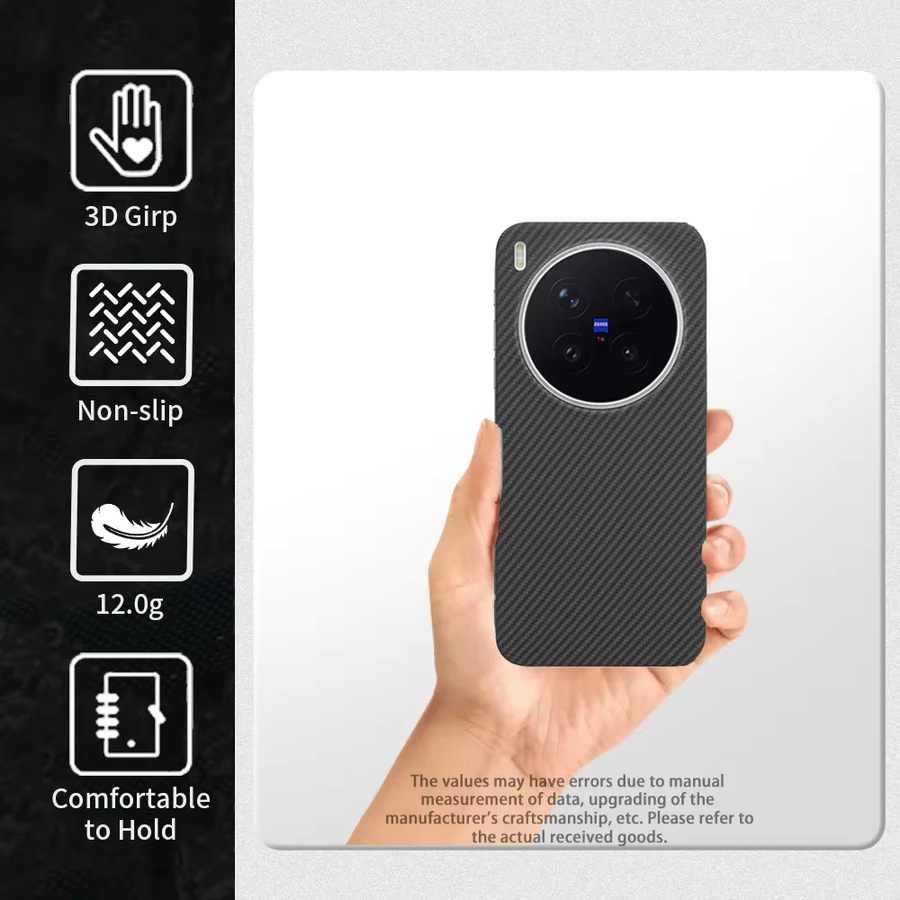 Coxn Magnetische Echtcarbon Schutzhülle aus Aramid für Vivo X300 und Vivo X300 Pro, Schwarz, MagSafe kompatibel - Bild 3