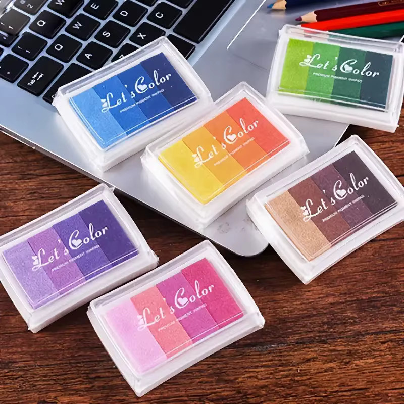 6er-Pack Schwamm-Stempelkissen mit pastellfarbenem Farbverlauf auf Wasserbasis in Multicolour - Bild 2