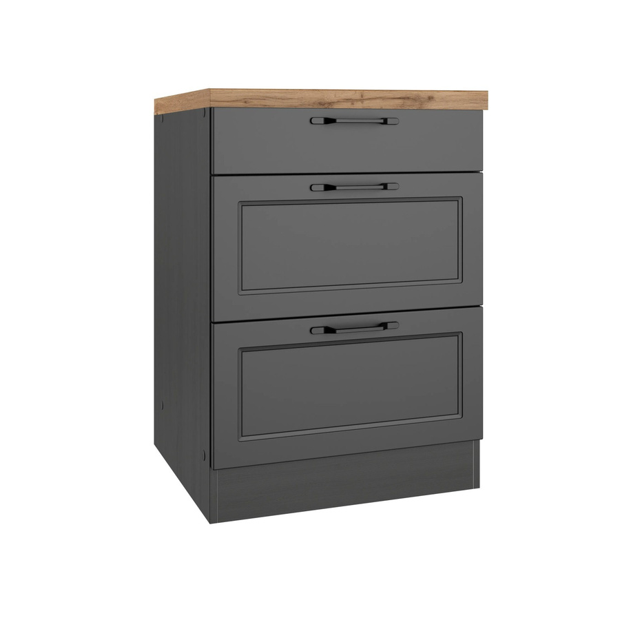 Held Küchen Unterschrank Kempten in Grau/Graphit mit 2 Türen und Landhaus Optik, Breite: 60 cm - Bild 2