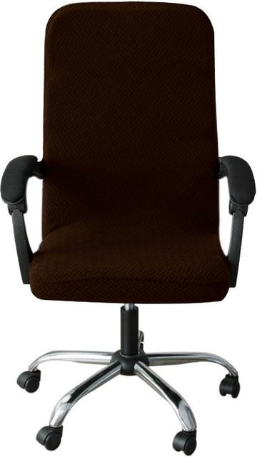 Elastischer Jacquard Bürostuhlbezug in Braun, rutschfester und waschbarer Sitzbezug für Computer- und Gaming-Stühle - Bild 1