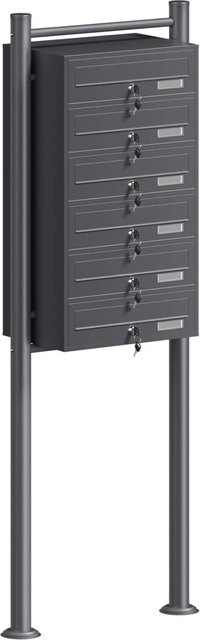 Wiltec Briefkastenanlage mit 6 Briefkästen in Anthrazit, H x B x T: 1500 x 270 x 513 mm - Bild 1