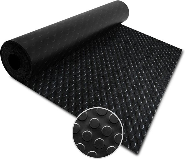 Karat Gummiläufer mit Flachnoppen in Schwarz, rutschfeste Gummimatte, Breite: 150 cm, Tiefe: 1000 cm, Höhe: 0,3 cm - Bild 1