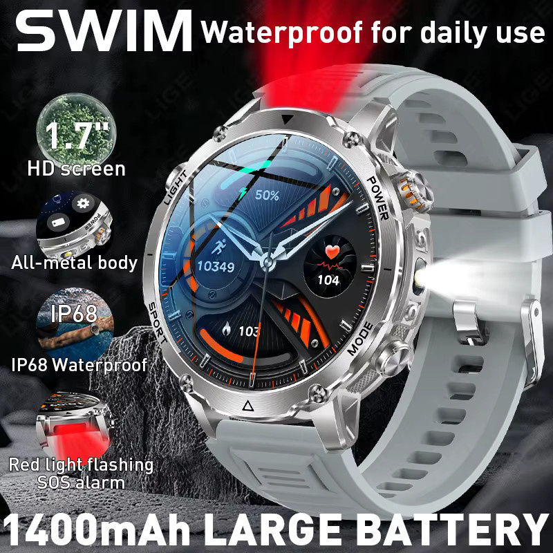 LIGE Smartwatch, Aluminium, Silikon, Schwarz, Herren - Bild 6