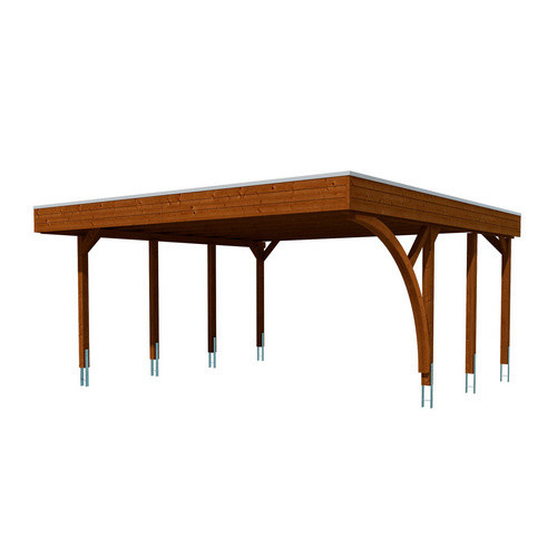 SKANHOLZ Carport Friesland mit Einfahrtsbogen aus Fichte in Nussbaum Braun, B: 546 cm, T: 555 cm - Bild 3