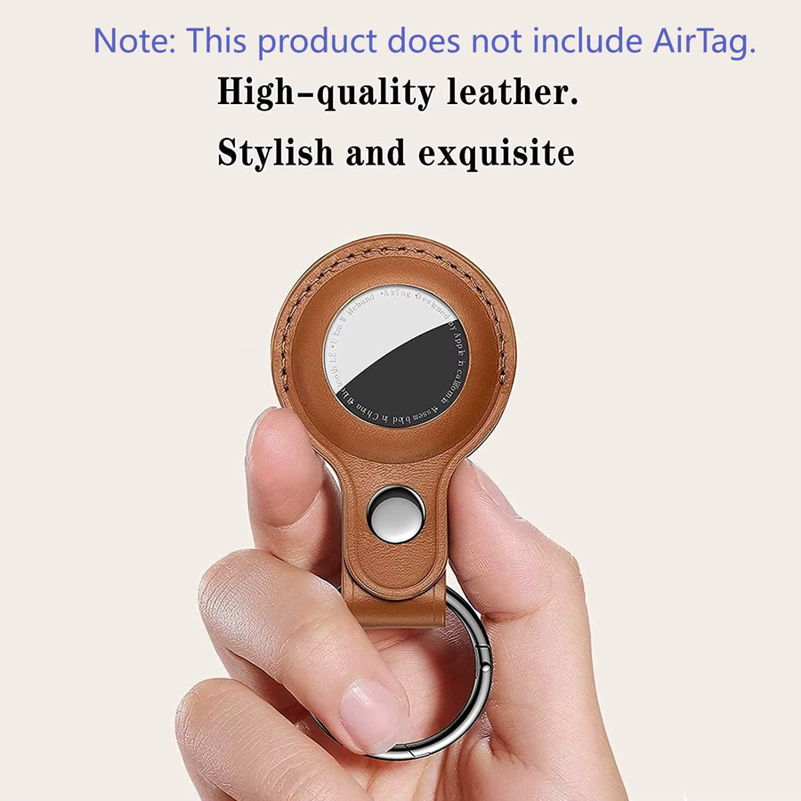 Apple Airtag Schutzhülle aus PU-Leder in Orange mit Schlüsselanhänger - Bild 2