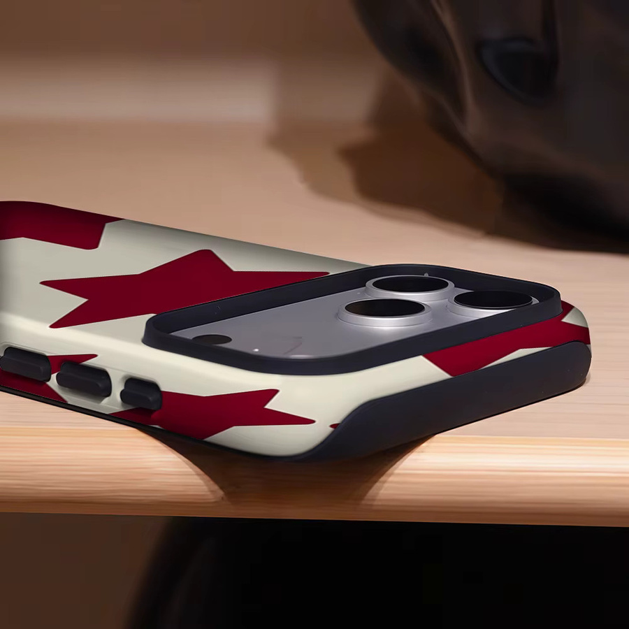 Burgundy StarS Robuste Magnetische Handyhülle für iPhone 17 16 15 14 13 Pro Max Plus, Doppelschichtige Schutzhülle in Rot - Bild 4