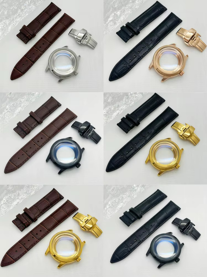 Brangdy Uhrenarmband Leder, Schmetterlings-Doppelschnalle, 39 mm - Bild 2