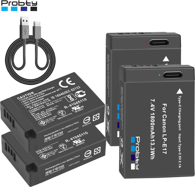 LP-E17 Ersatzakku mit USB-C Schnellladung für Canon M6 II M5 M3 77D T6i 750D T6s 760D T7i 800D T8i 850D in Schwarz - Bild 1