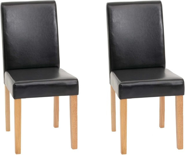 CHEFGASTRO Esszimmerstuhl 2er-Set in Schwarz aus Leder mit hellen Buchenholzbeinen, H x B x T: 90 x 43 x 56 cm, Sitzhöhe: 45 cm - Bild 1