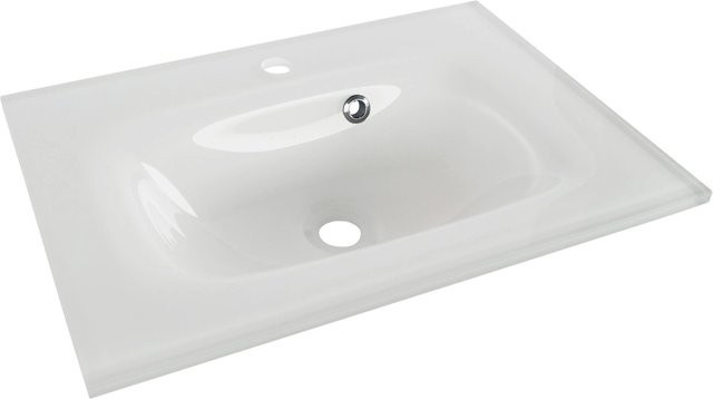 Fackelmann Glaswaschbecken Yega Weiß, rechteckig, Aufsatzwaschbecken, Breite: 60,5 cm, Tiefe: 42,0 cm, Höhe: 13,5 cm - Bild 1