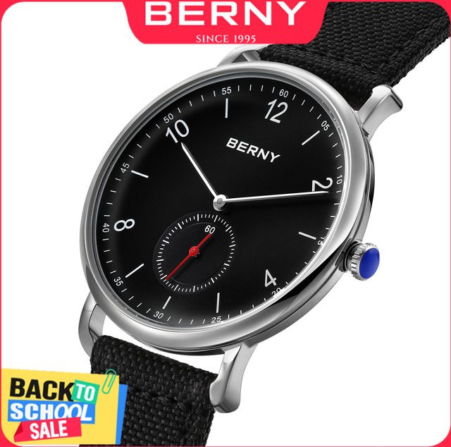 BERNY Armbanduhr Quarz, Edelstahl, Textil/NATO, Schwarz, Herren - Bild 1