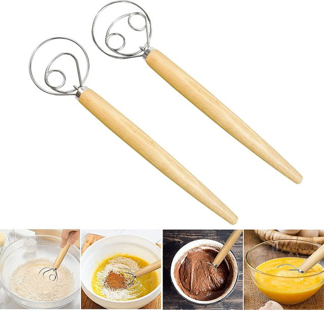 PGY Dänischer Teigschneebesen aus Edelstahl in Silber für Brot und Gebäck - Bild 1