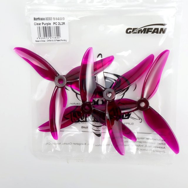 Gemfan Hurricane Propeller, 2 Paar, lila, 5 Zoll, 3-Blatt, PC - Bild 1