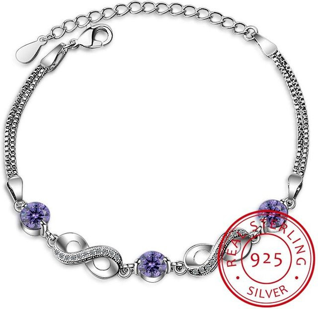 Damenarmband 925 Sterling Silber, Endless Love Infinity Chain Link, verstellbar - Bild 1