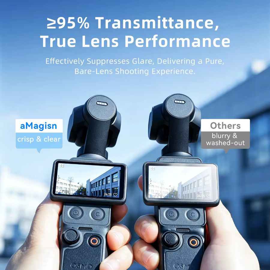 aMagisn AR Ultra-Clear Premium Panzerglas für DJI Osmo Pocket 4 und DJI Osmo Pocket 3, Transparenter Bildschirm- und Objektivschutz mit Blendschutz - Bild 3
