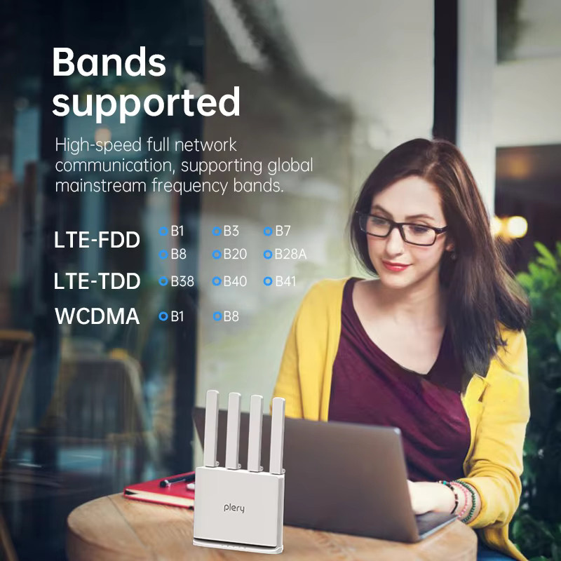 Plery R605 V2 4G LTE CAT4 WiFi6 Router mit 300Mbps, PoE DC Modem, tragbarer SIM-Karten-Hotspot mit Backup-Akku und WAN-Failover, Farbe: Weiß - Bild 4
