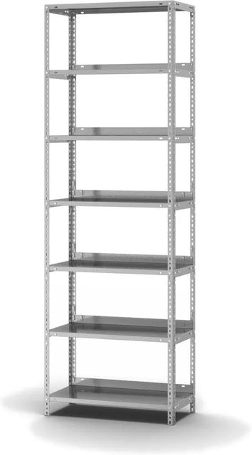 PROREGAL Aktenregal aus verzinktem Stahl mit 7 Ebenen, H x B x T: 220 x 75 x 30 cm, silber - Bild 1