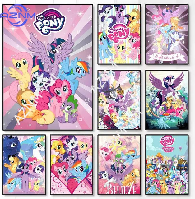 KAYOU My Little Pony Wandaufkleber Pink, wasserfester Cartoon Poster Aufkleber für Wohnzimmer und Bar - Bild 1