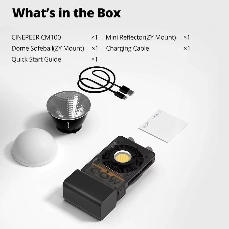 ZHIYUN CINEPEER CX100 100W Handheld LED COB Licht in Schwarz für Video und Fotografie - Bild 6