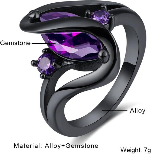 VKME Ring, Lila, Zirkonia, Kristall, Messing, Unisex - Bild 1