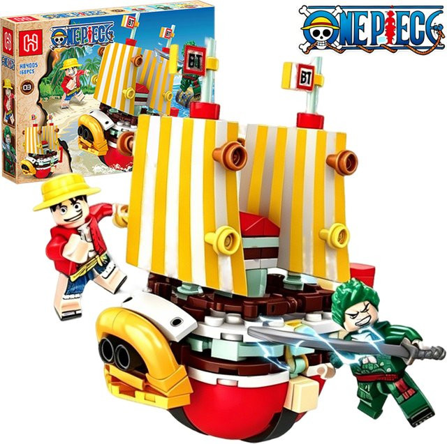 Bandai One Piece Piratenschiff Thousand Sunny Going Merry, Mikro-Bausteine Montagemodell, Figuren-Sets - Bild 1