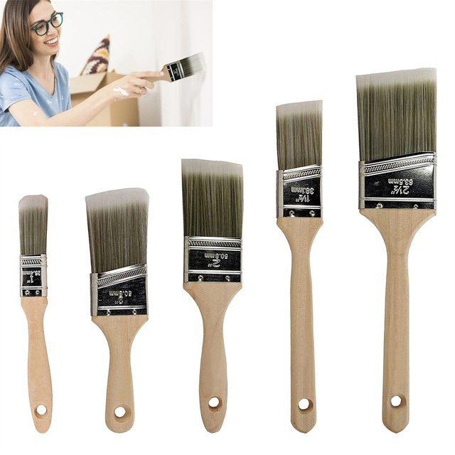 Doppelt dickes Splitter-Pinsel-Set mit Holzgriff in Mehrfarbig für das Streichen von Wänden, Zäunen und Mauerwerk - Bild 1