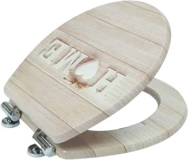 SINOBATH WC Sitz mit Absenkautomatik und Soft-Close aus MDF Holzkern, oval, beige, B: 43,5 cm, T: 37,8 cm, H: 2,0 cm - Bild 1