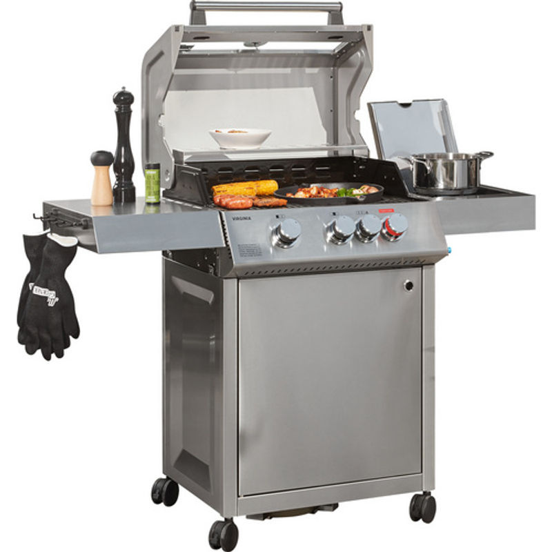 THOR Gasgrill Virginia in Grau mit 3 Brennern, 4,2 kW, Seitenkocher und Grillfläche: Breite: 62 cm, Tiefe: 43 cm - Bild 3