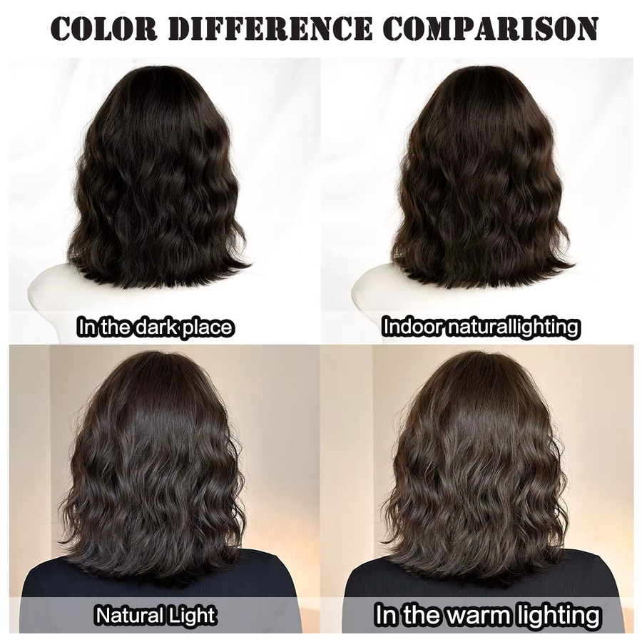 7JHH WIGS Perücke für Damen, dunkelbraun, gewellt, synthetisch - Bild 6