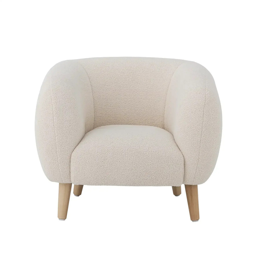 Bloomingville Mini Stuhl Cade in Weiß mit Bouclé und Holz für Kinder, B/T/H: 44 x 41 x 52 cm - Bild 1