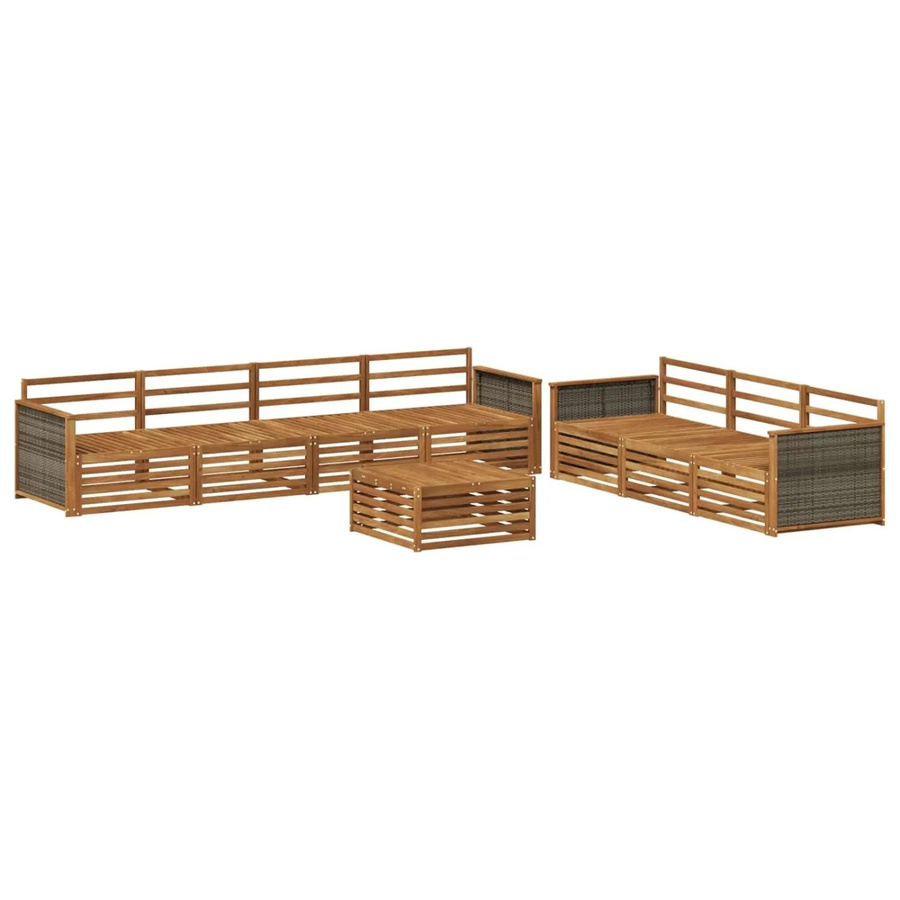 vidaXL Outdoor-Sofagarnitur aus Massivholz Akazie in Braun, 8-teiliges Set im modernen Latten-Design - Bild 2