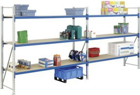 Bito Weitspannregal Set F2 Grundfeld mit 4 Ebenen in Enzianblau, H 250 x B 180 x T 110 cm - Bild 1