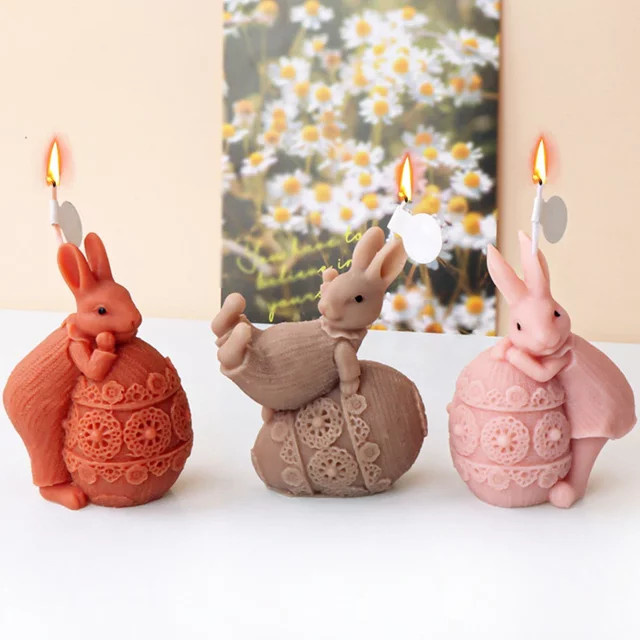 ZINBOOM Silikonform Kaninchen und Ei für DIY Kerzen, Aromatherapie und Gipsarbeiten zur Osterdekoration - Bild 1