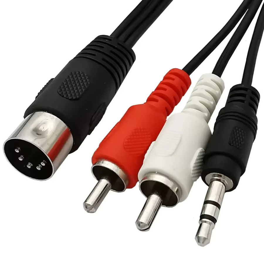 BSN Audiokabel Schwarz: 5-poliger DIN-Stecker auf 2 RCA-Stecker und 3,5 mm Klinke für Bang Olufsen, Naim und Quad Stereo-Systeme - Bild 3