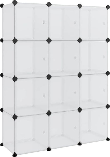 vidaXL Aufbewahrungswürfel-Organizer mit 12 Würfeln und Türen, Transparent/Weiß, B/T/H: 123,5 x 94,0 x 31,5 cm - Bild 1