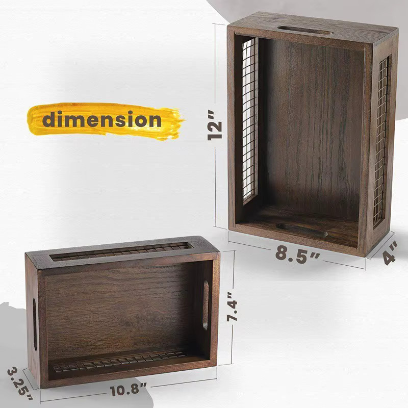 2er-Set Aufbewahrungskorb aus massivem Holz von CH CACILLO in Khaki, Vintage Organizer für Küche, Obst und Gemüse - Bild 4