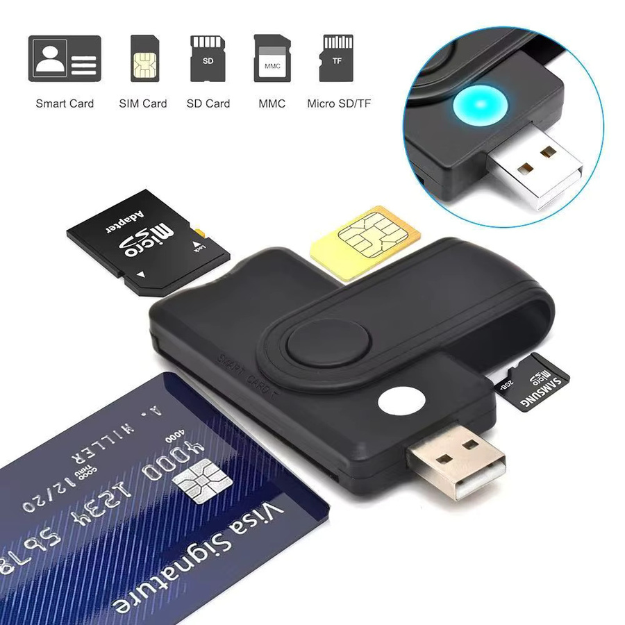 UTHAI USB-CCID Smartcard-Lesegerät für IC, ID, EMV, SD und TF Karten in Schwarz mit USB-A Anschluss für Windows und Linux - Bild 5
