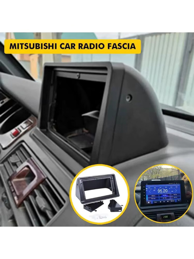Kingbox Autoradio-Einbaurahmen für Mitsubishi Pajero Montero V31, 2 DIN 9 Zoll/7 Zoll Stereo-Rahmenplatte Adapter Navigationspanel, Schwarz - Bild 7