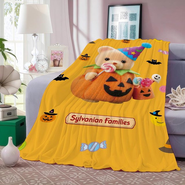 DHCBD HOME Sylvanian Decke mit Cartoon-Design, Gelb, B/T: 101,6 x 101,6 cm - Bild 1