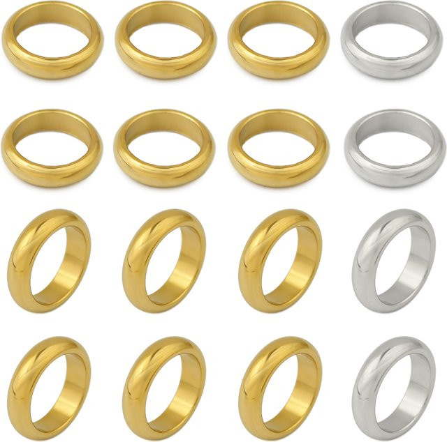 JHNBY Perlenringe Edelstahl, Gold/Stahl-Finish, Unisex - Bild 1