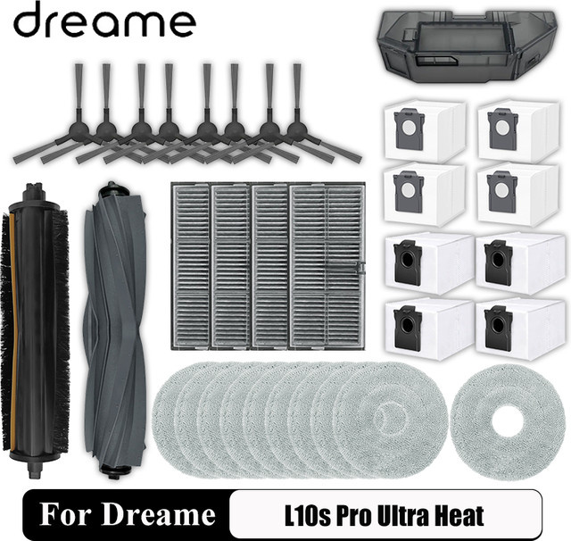 Dreame L10s Pro Ultra Heat und X30 Ultra Roboterstaubsauger Zubehör-Set mit Hauptbürste, Seitenbürste, Wischtuch, Hepa-Filter und Staubbeuteln in Multicolour - Bild 1