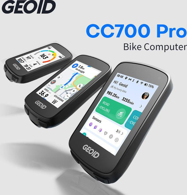 GEOID CC700 Pro Kabelloser Fahrradcomputer mit Touchscreen, ANT+ und Wi-Fi, IPX7 Wasserdichter Fahrradtacho in Schwarz - Bild 1
