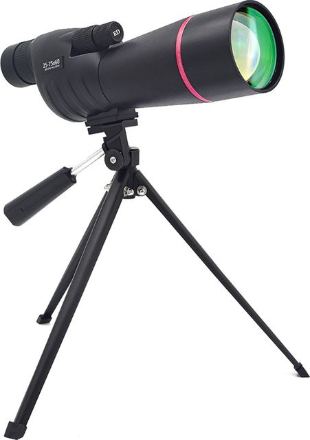 LOERSTON Spektiv HD Monokular 25-75x60 Teleskop Wasserdicht mit Stativ in Schwarz - Bild 1