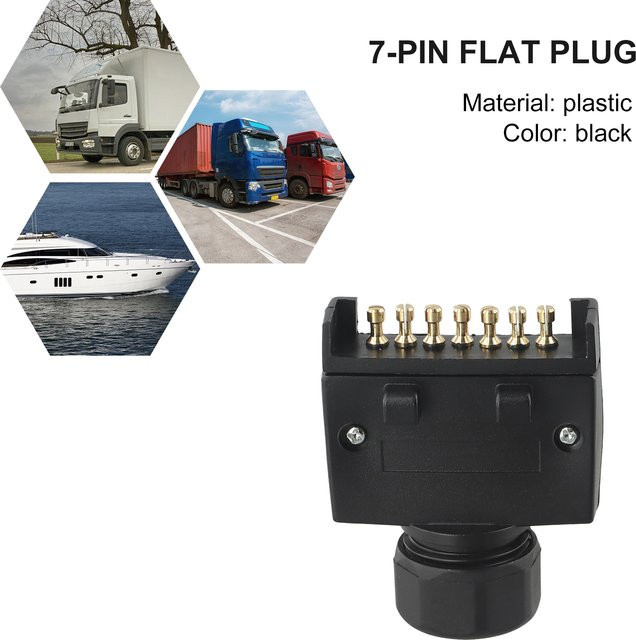 SUITU 7-Pin AU Flachstecker und Schleppstecker Adapter Set für Wohnwagen und Anhänger in Schwarz - Bild 1