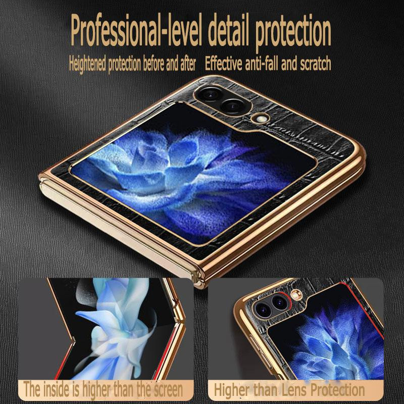 Ultradünne Klappschutzhülle aus Krokodilleder für Samsung Galaxy Z Flip 5 5G, stoßfeste Luxus-Telefonhülle - Bild 2