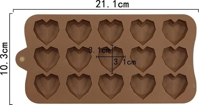 SEEQS Silikon Backform Herzform mit 15 Mulden für Schokolade und Gebäck in Braun - Bild 1