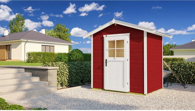 WEKA Gartenhaus 223 aus Fichtenholz mit Satteldach und Vordach in Rot, B/H/T: 260 x 227 x 174 cm - Bild 1